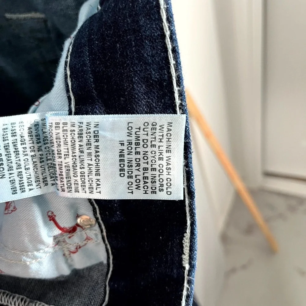 True Religion Jeans Mens 42 Blue Denim Dark Wash Cotton Stretch Skinny Leg
